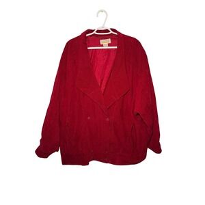 SAKURA SPORT Red Corduroy Double Breasted Blazer‎ Jacket Womens 20W Vintage